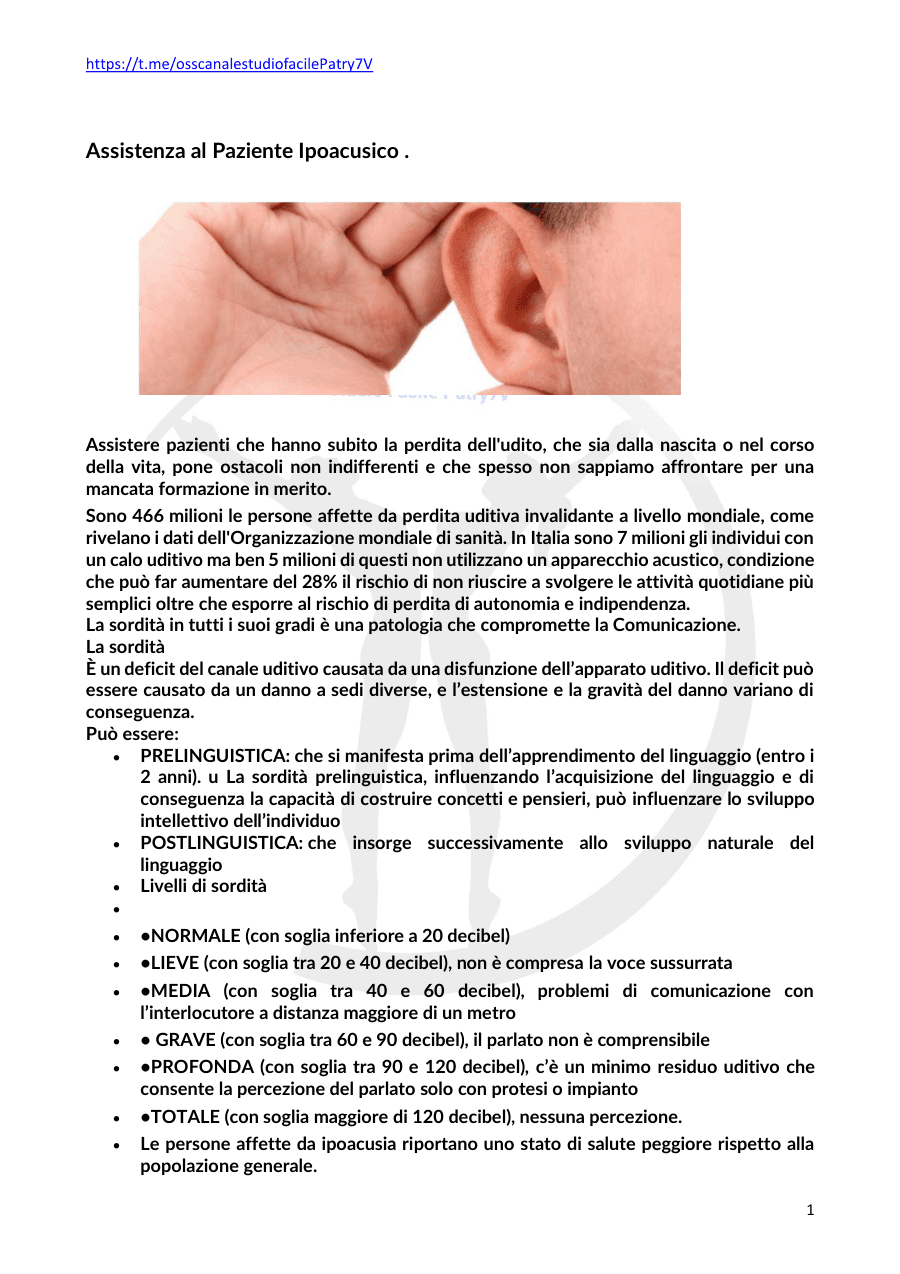 Assistenza al Paziente Ipoacusico