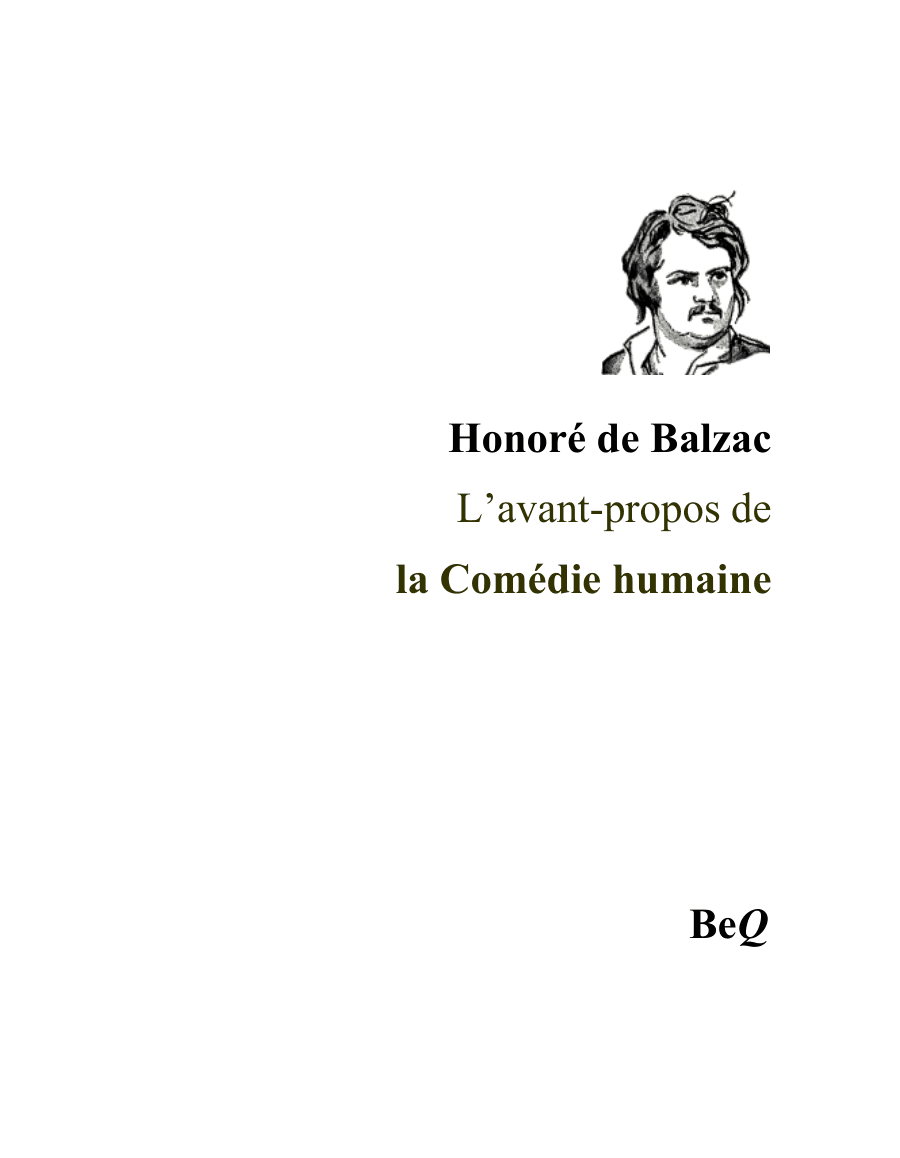 Copertina L'avant-propos de la Comédie humaine