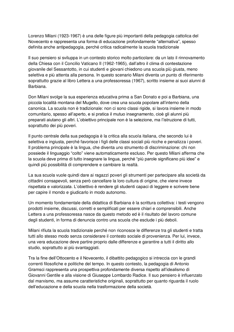 La pedagogia di Don Milani