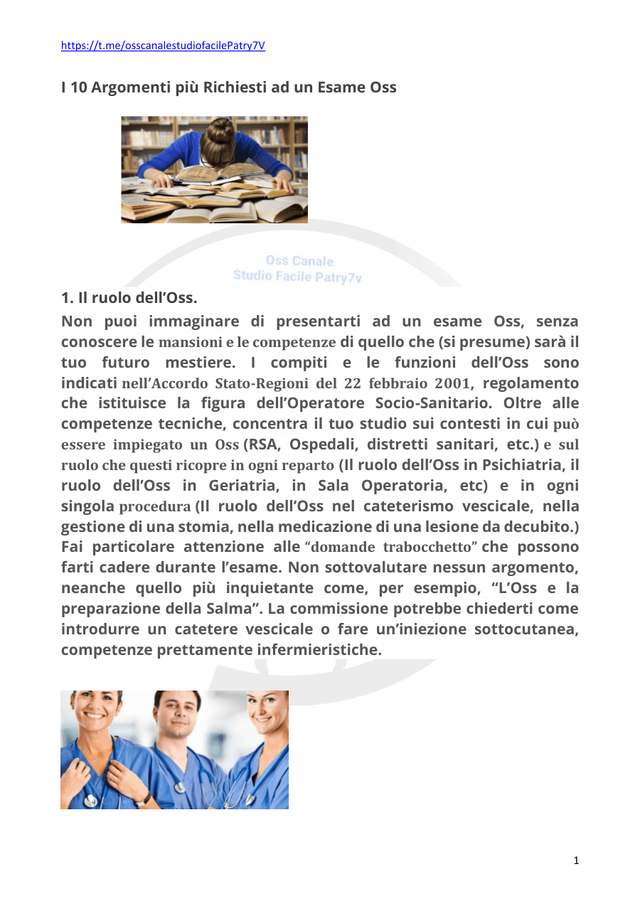 Argomenti Chiave per Esame Operatore Socio-Sanitario