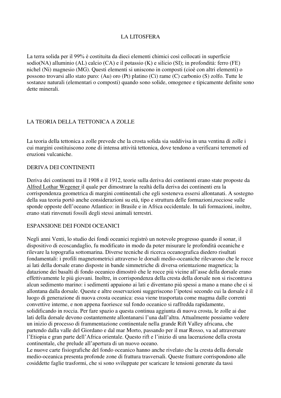 La Litosfera e le Rocce: Tipi e Formazione