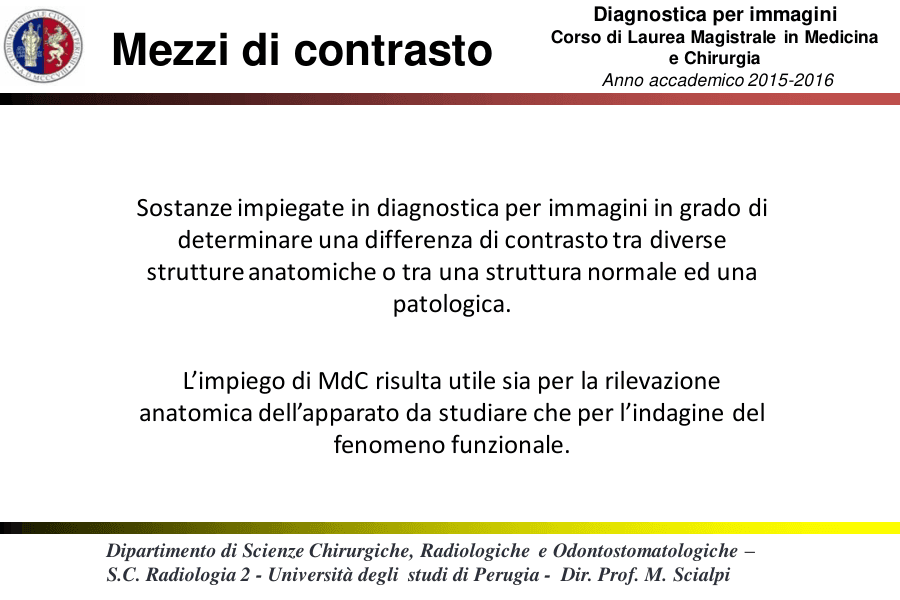 Mezzi di contrasto in diagnostica per immagini
