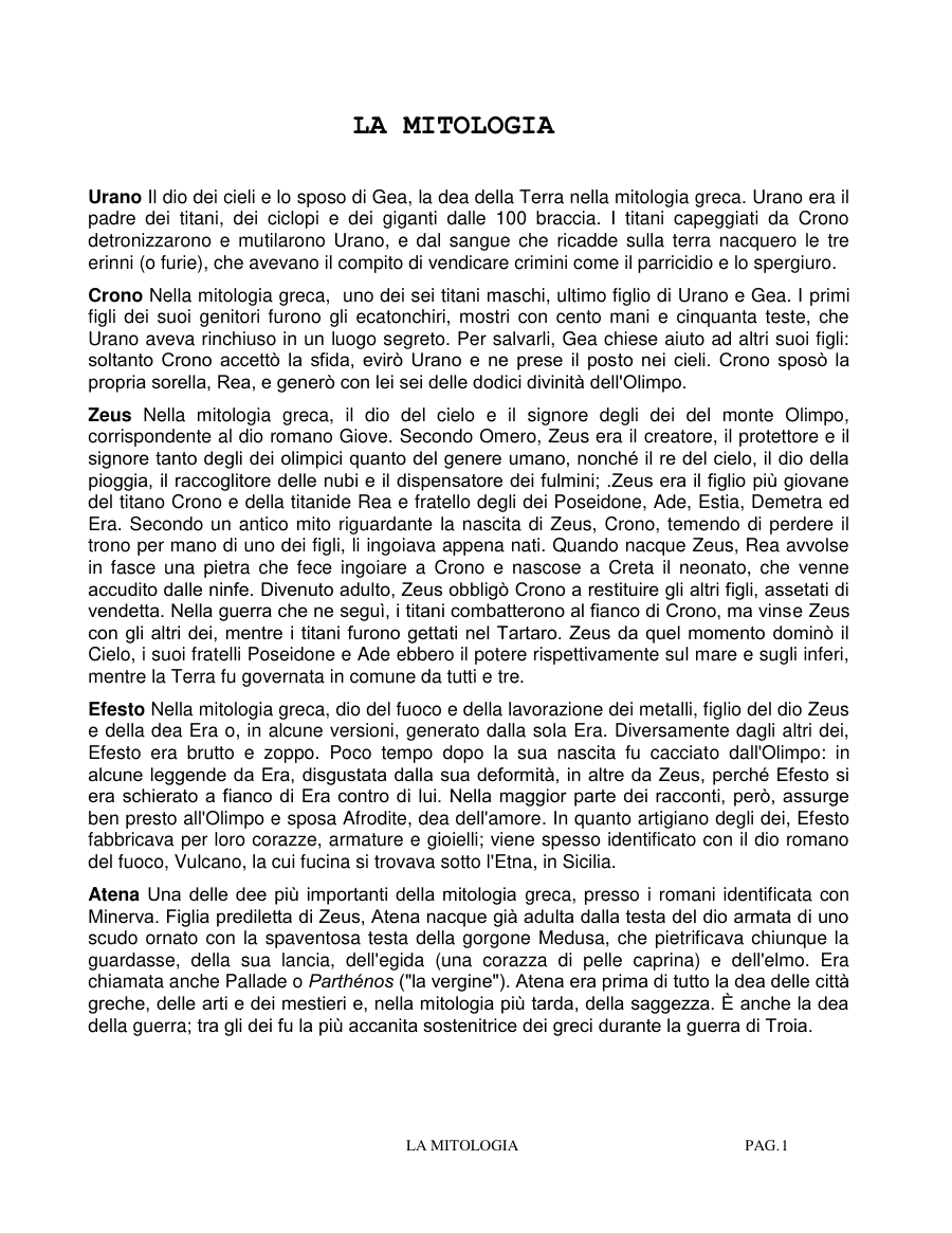 Introduzione alla mitologia greca e romana