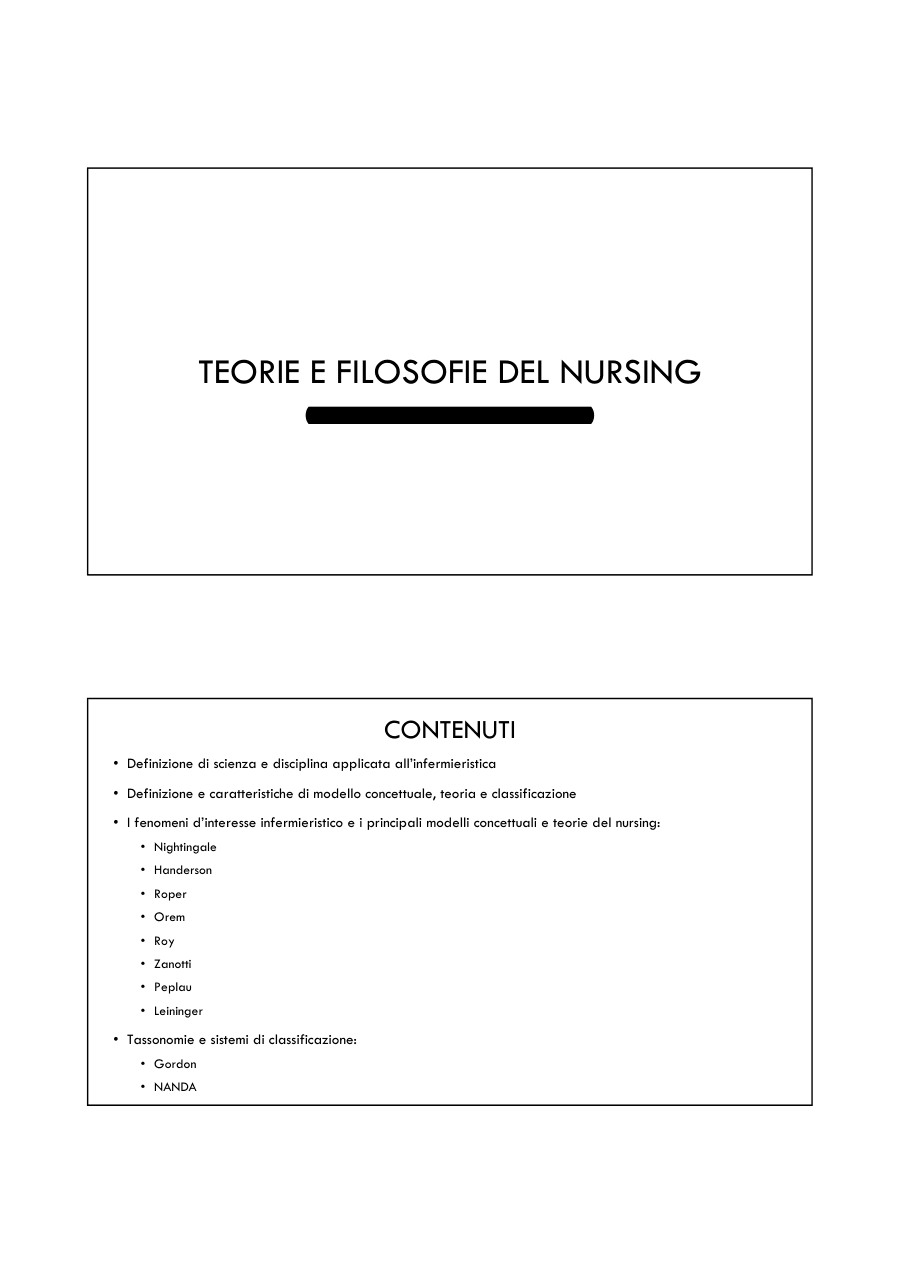 Teorie e Filosofie del Nursing