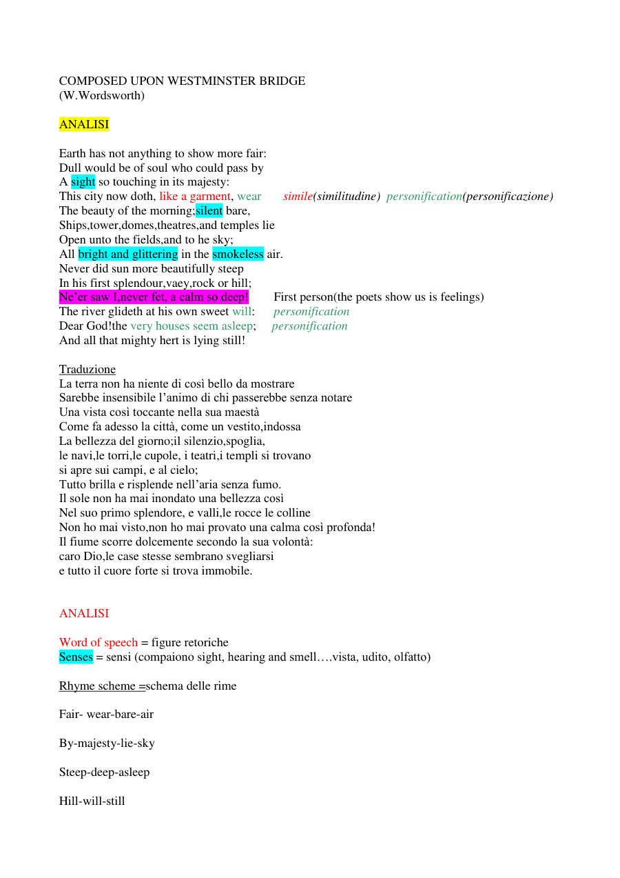 Copertina Composed Upon Westminster Bridge Analysis