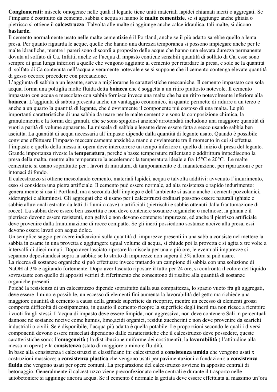 Malte e Calcestruzzi: Composizione e Caratteristiche