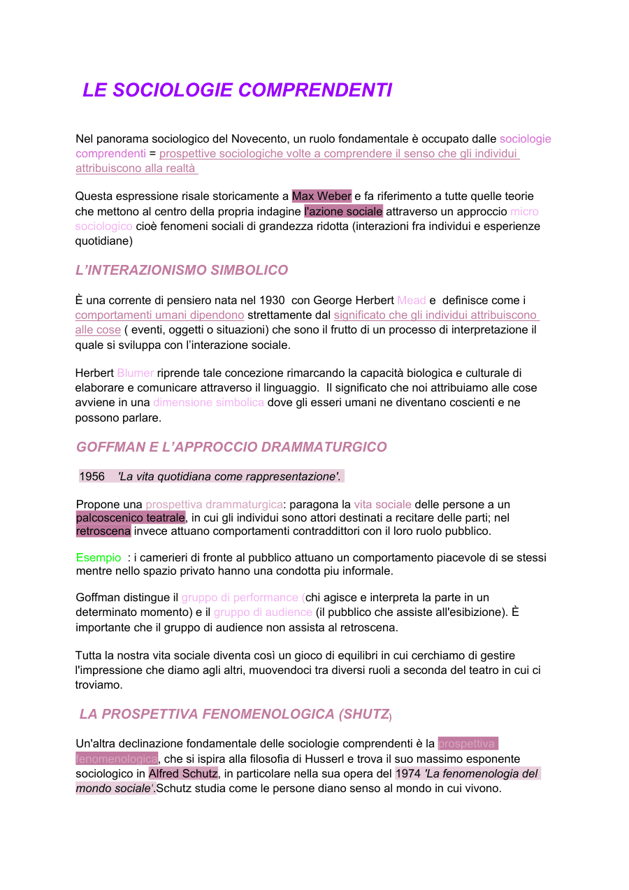 Le sociologie comprendenti