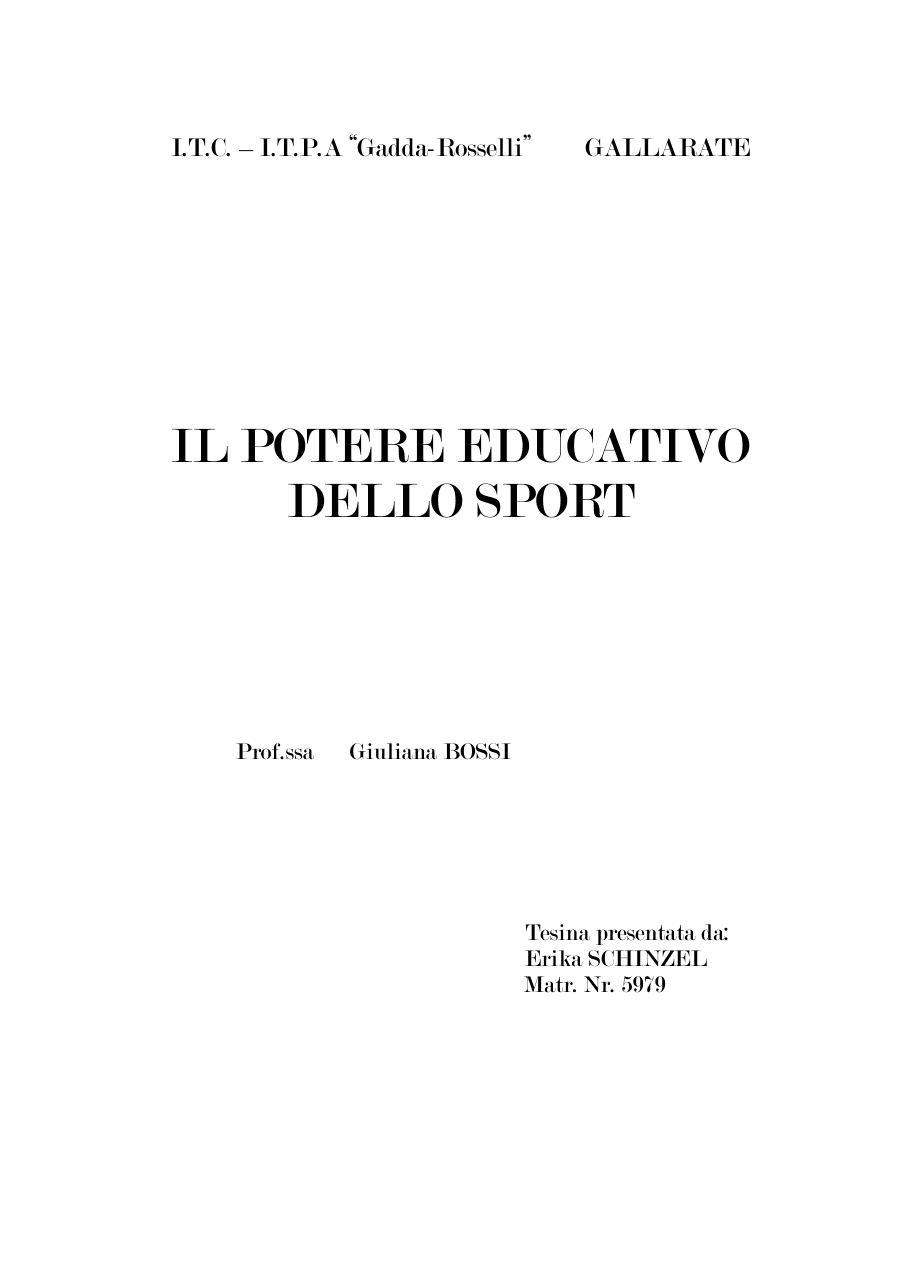 Il Potere Educativo dello Sport