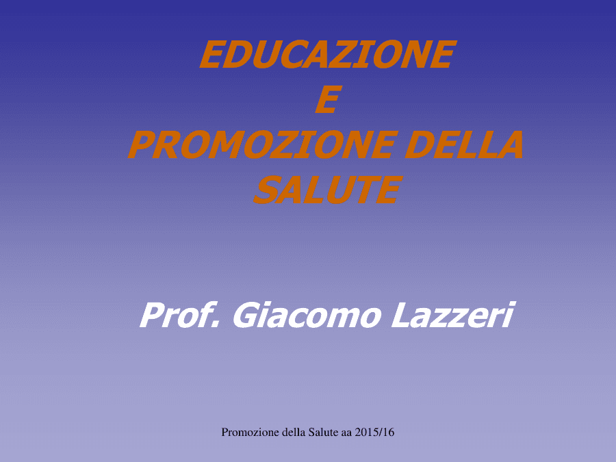 Promozione della Salute e OMS