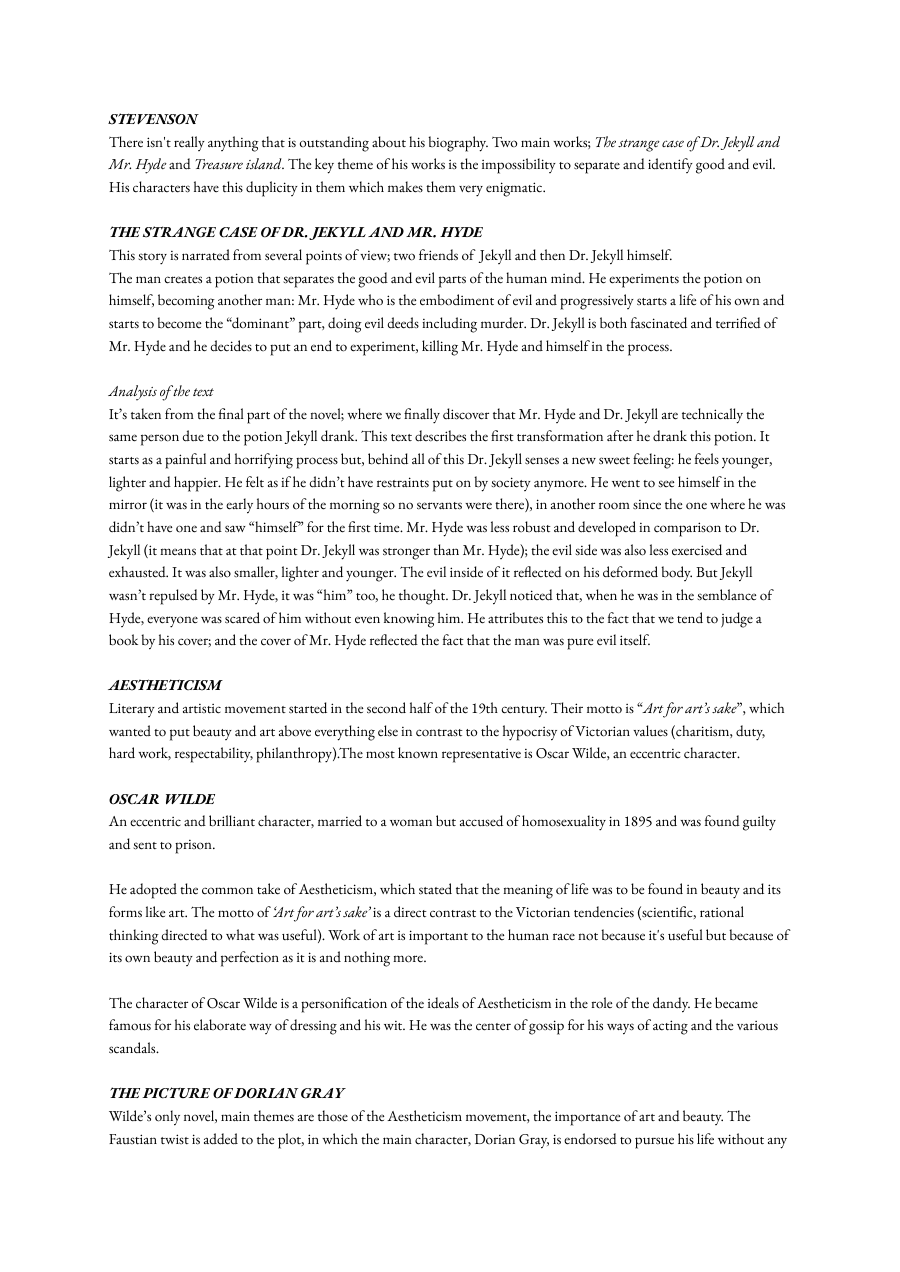 Copertina Analysis of Key Works by Stevenson and Wilde