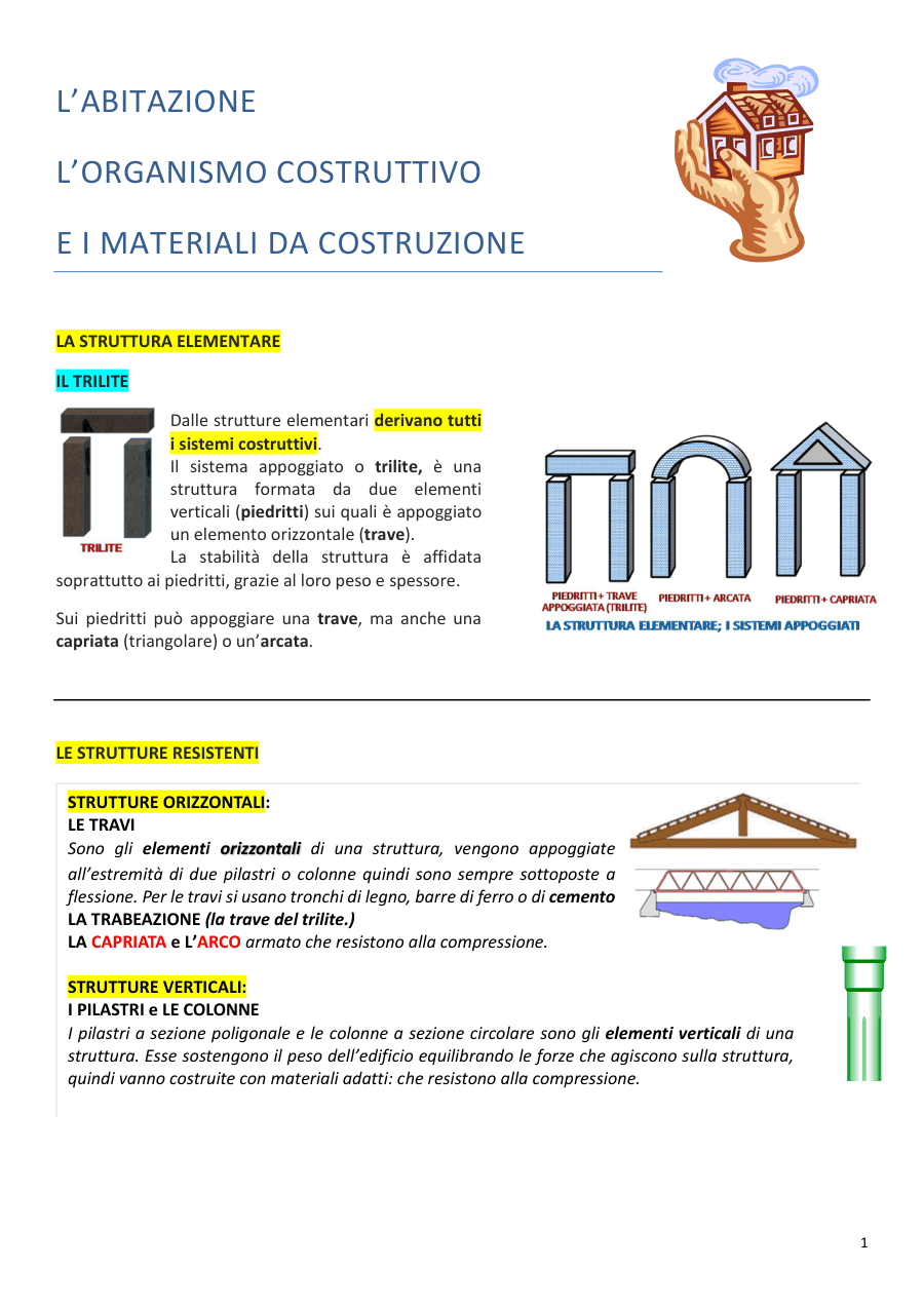 Strutture costruttive e materiali da costruzione