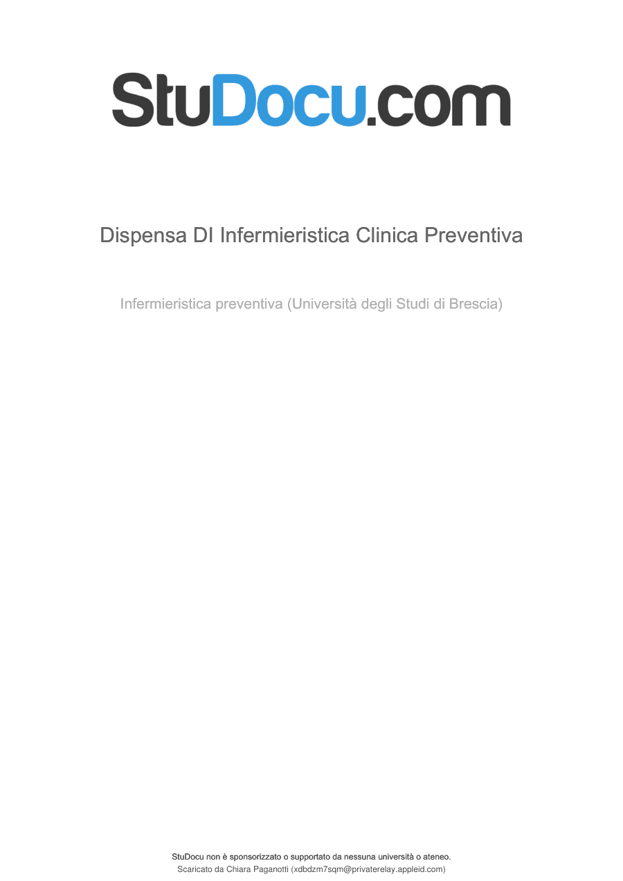 Dispensa di Infermieristica Clinica Preventiva