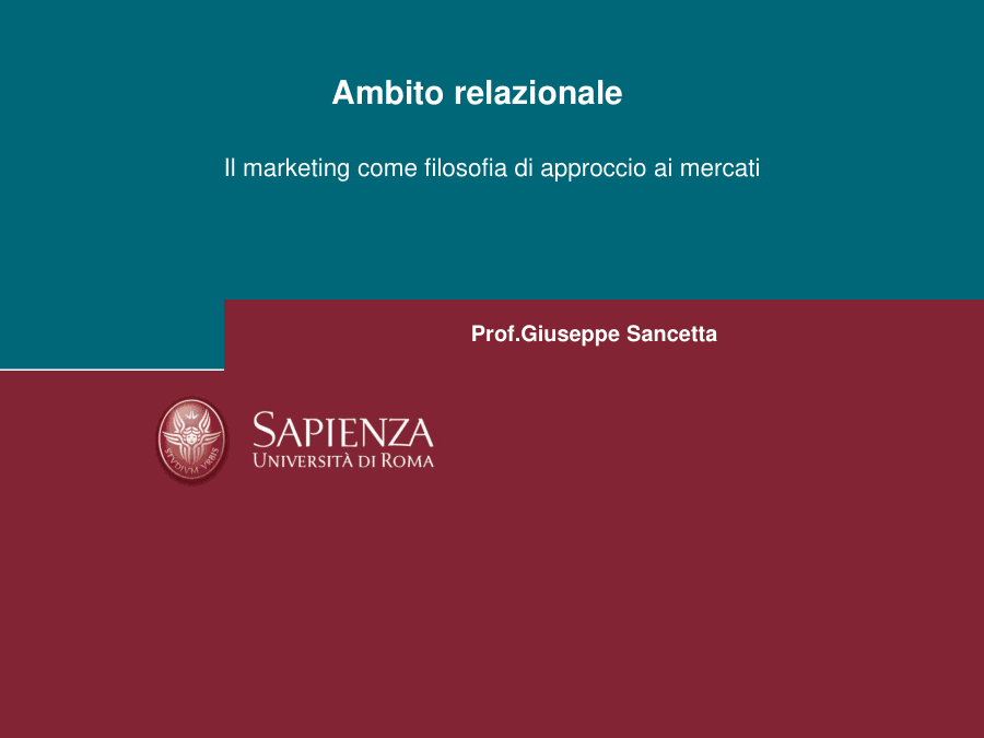 Il marketing come filosofia di approccio ai mercati