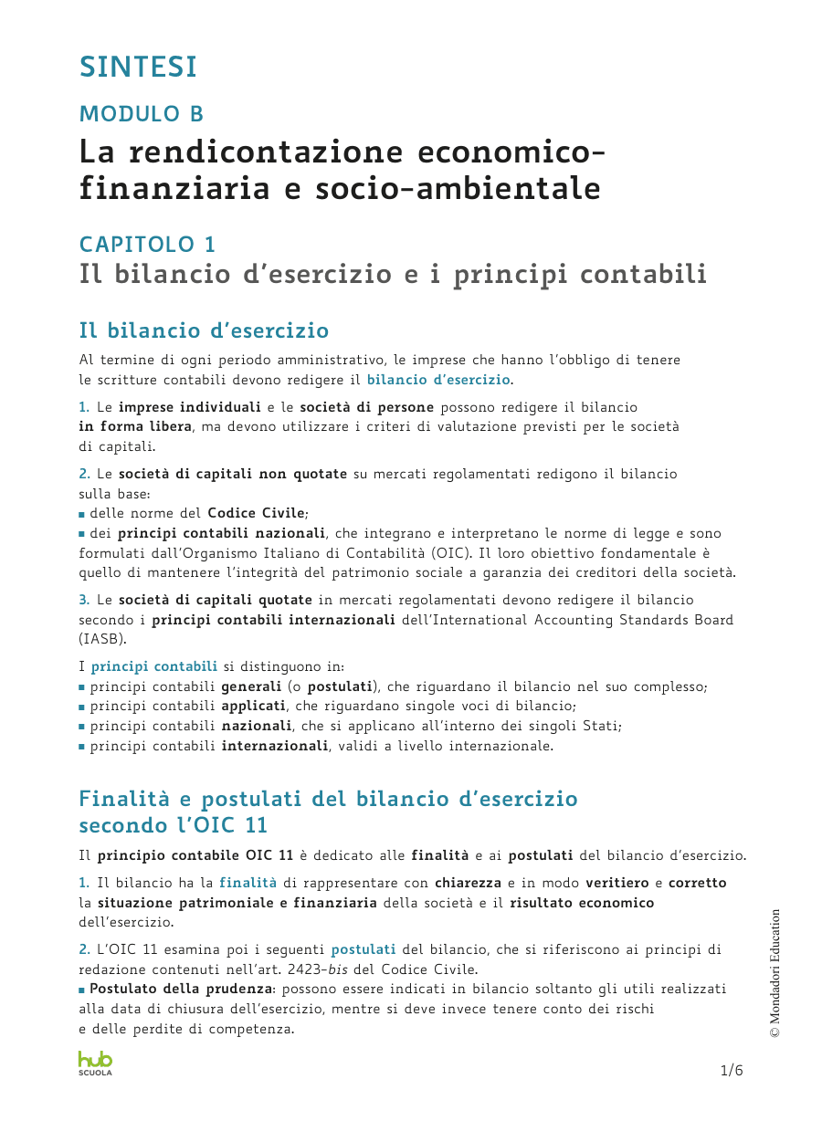 Il bilancio d'esercizio e i principi contabili