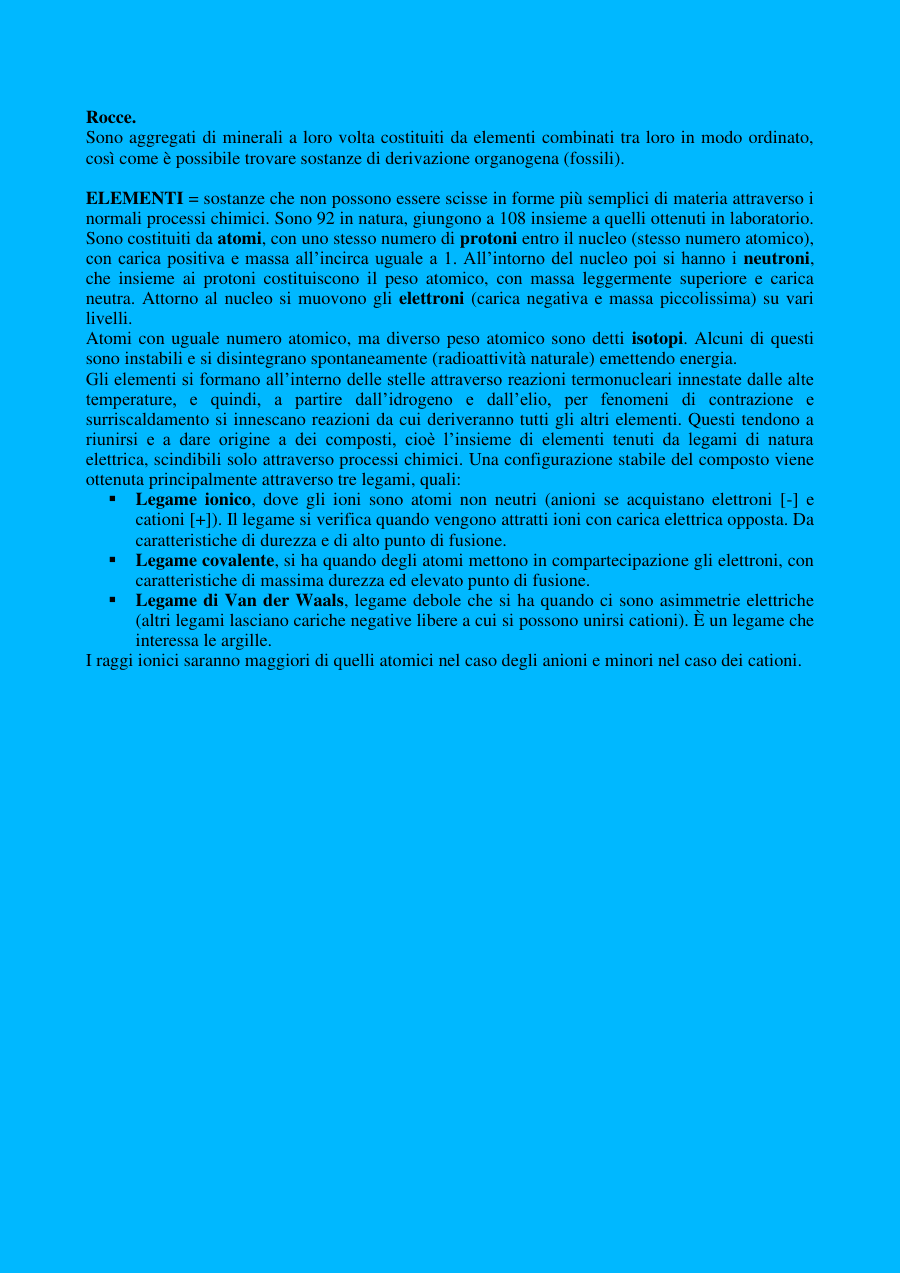 Introduzione alle rocce e ai minerali