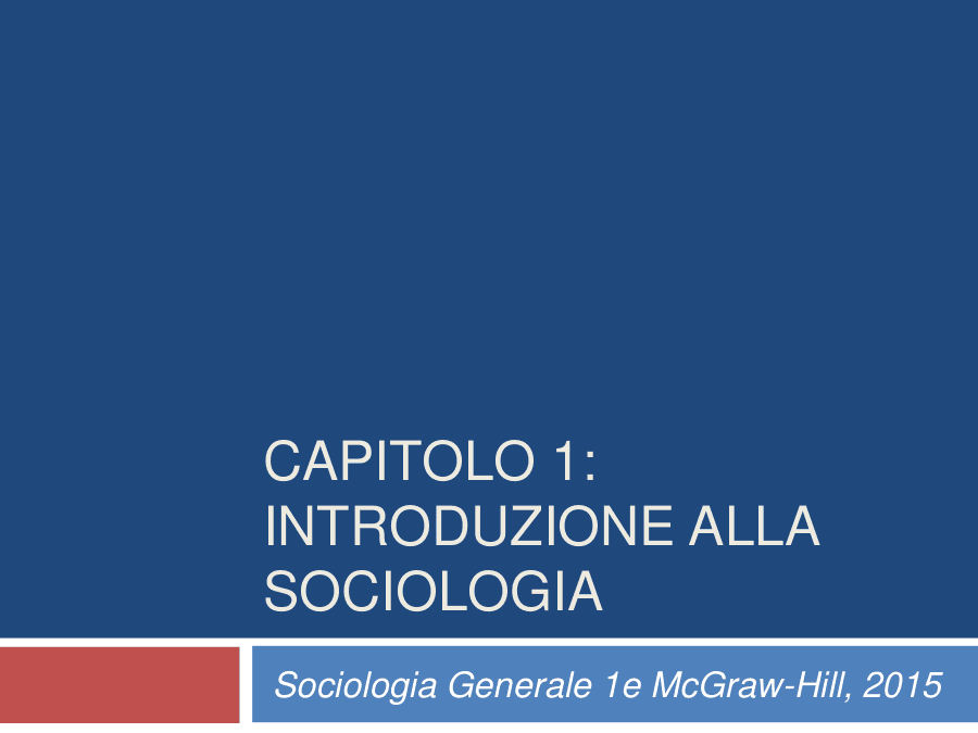 Introduzione alla Sociologia e ai suoi concetti fondamentali