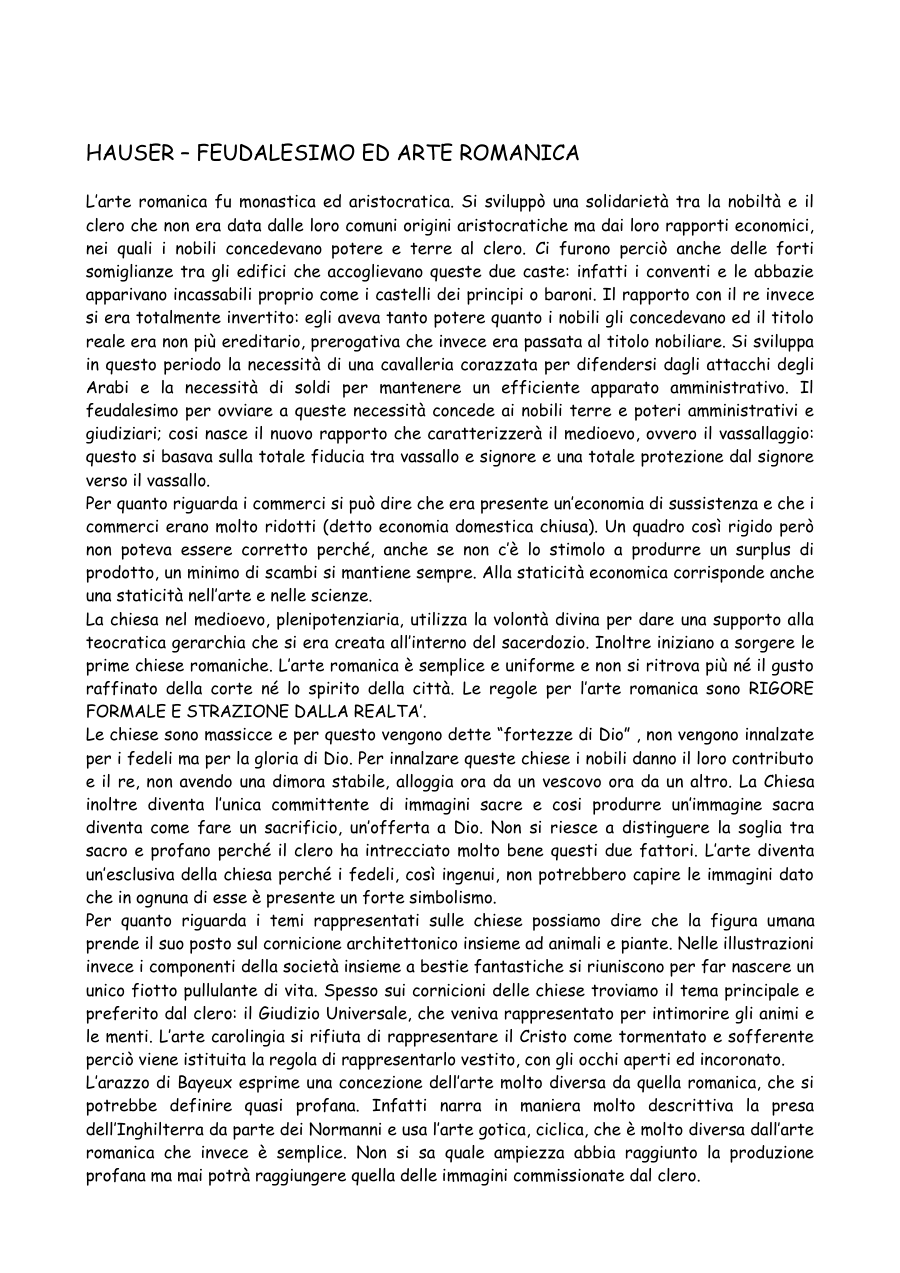 Feudalesimo e Arte Romanica