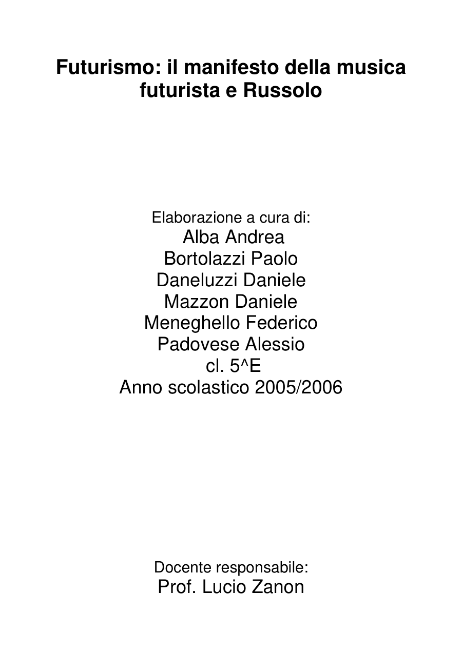 Futurismo e il Manifesto della Musica Futurista