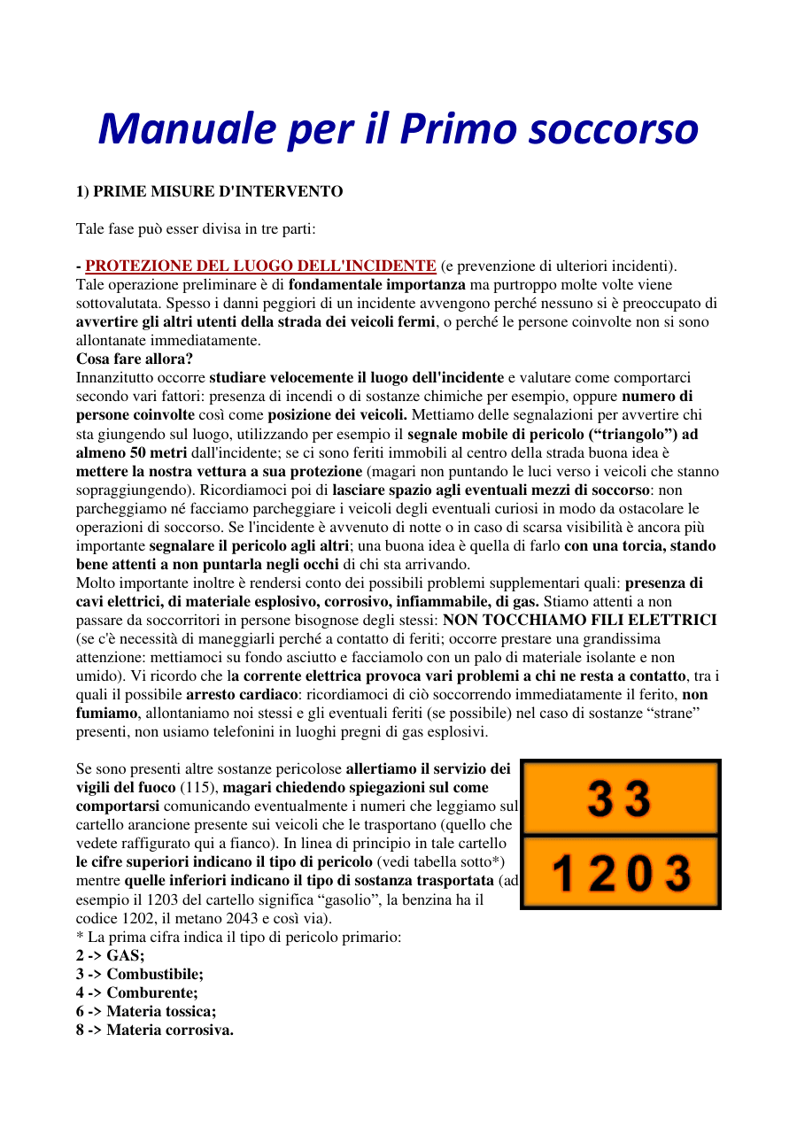 Manuale per il Primo Soccorso: Interventi e Priorità