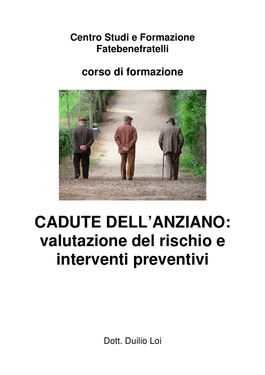 Corso di formazione sulle cadute dell'anziano