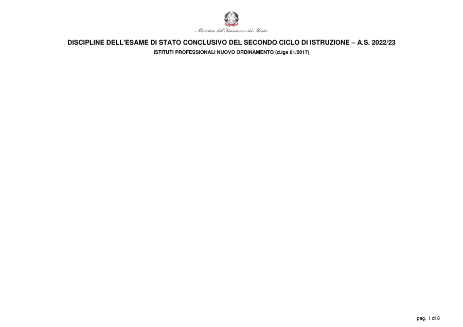 Discipline Esame Stato Istituti Professionali A.S. 2022/23