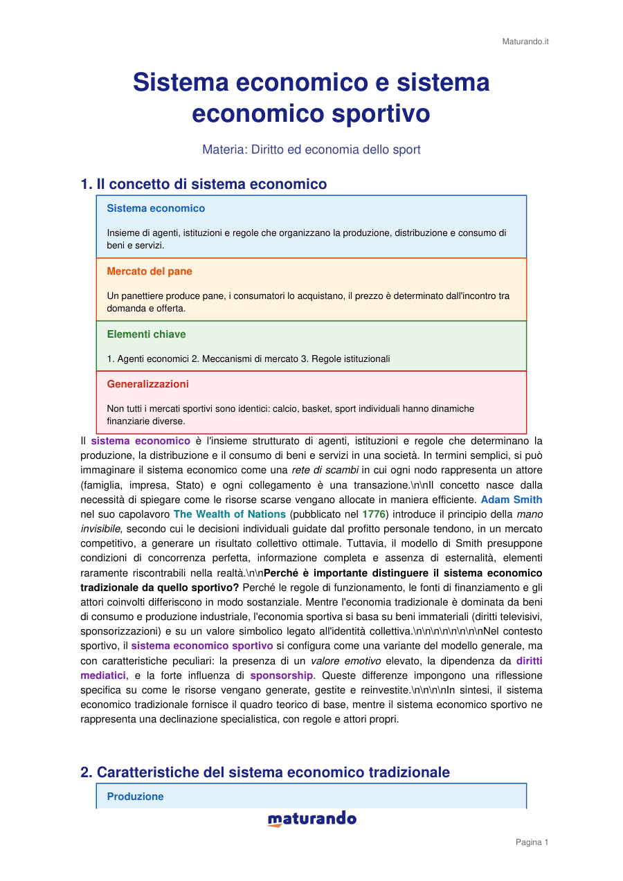 Sistema economico e sistema economico sportivo