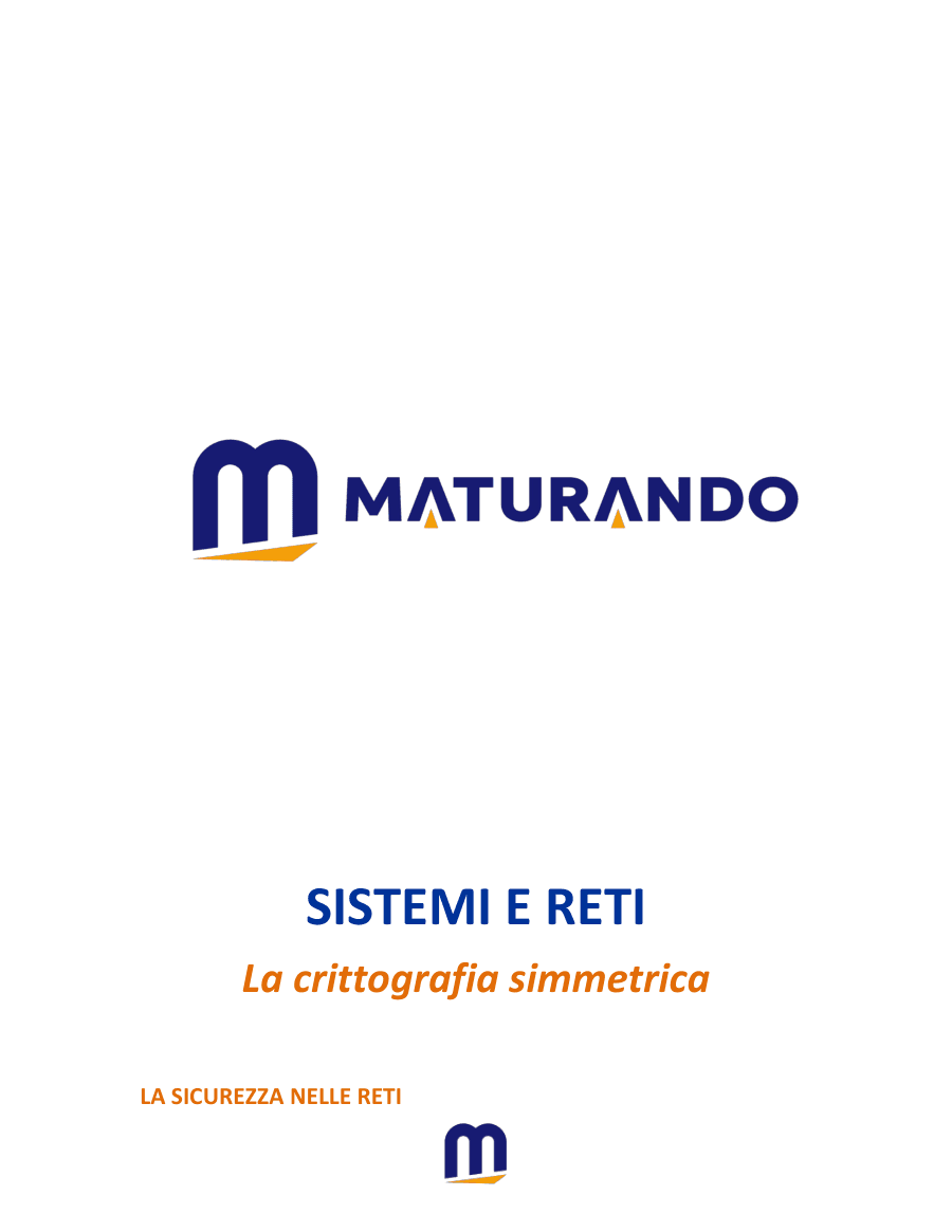Copertina Crittografia Simmetrica e Sicurezza Reti