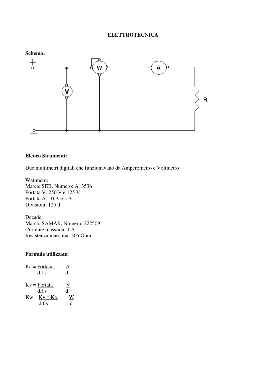 Relazione Tecnica su Potenza Elettrica e Strumenti di Misura