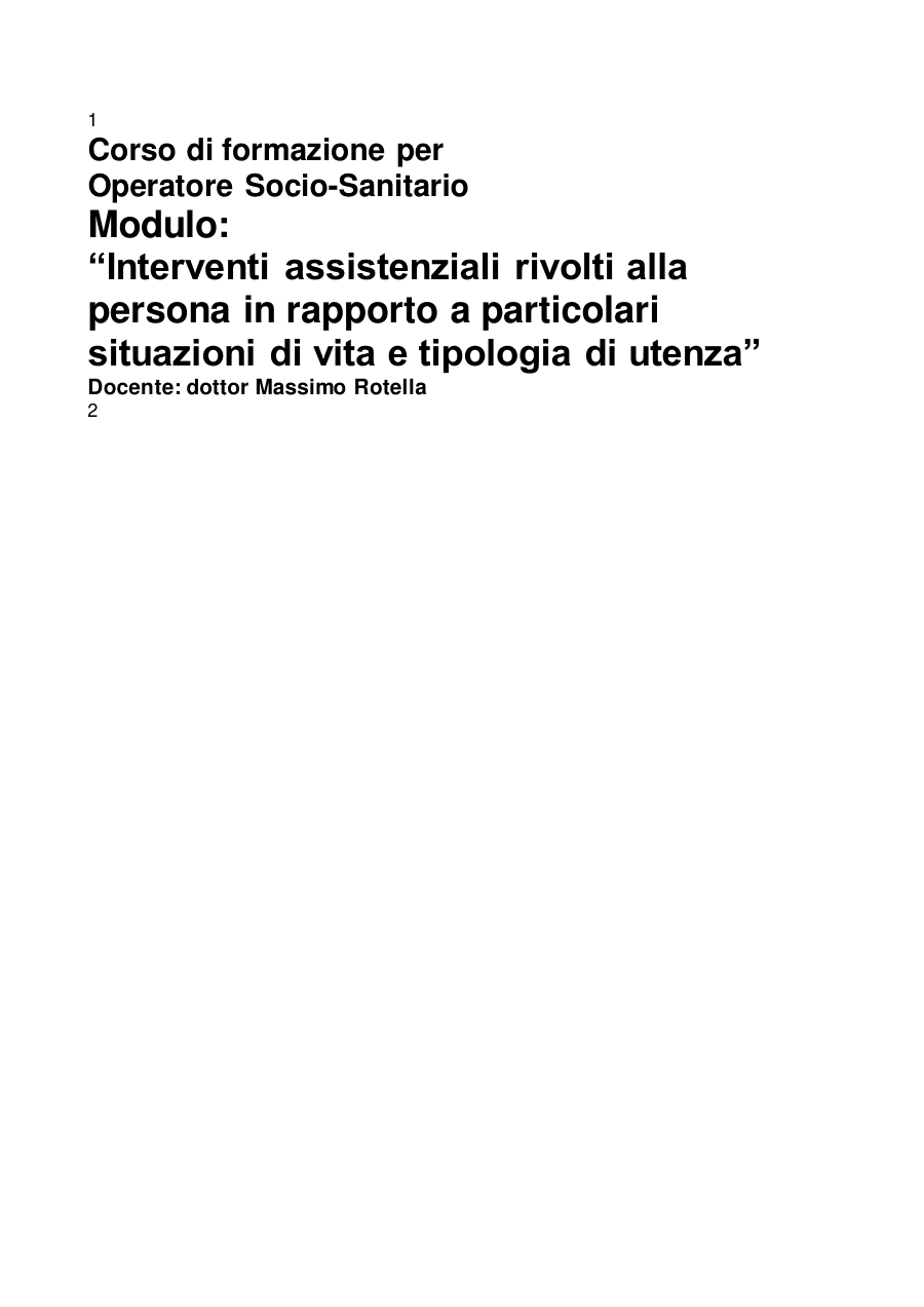 Interventi Assistenziali per Operatori Socio-Sanitari