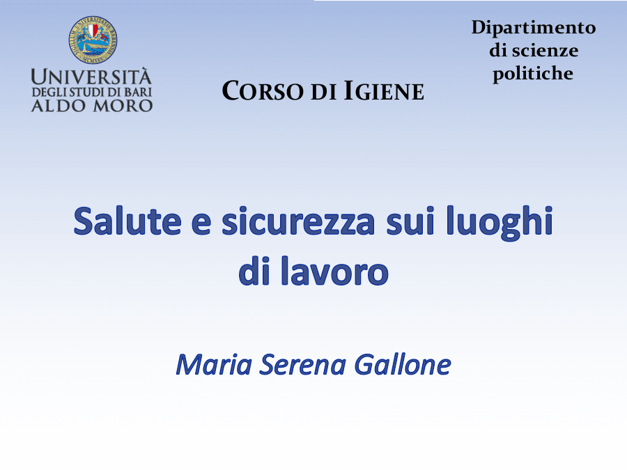Corso di Igiene nel Servizio Sociale