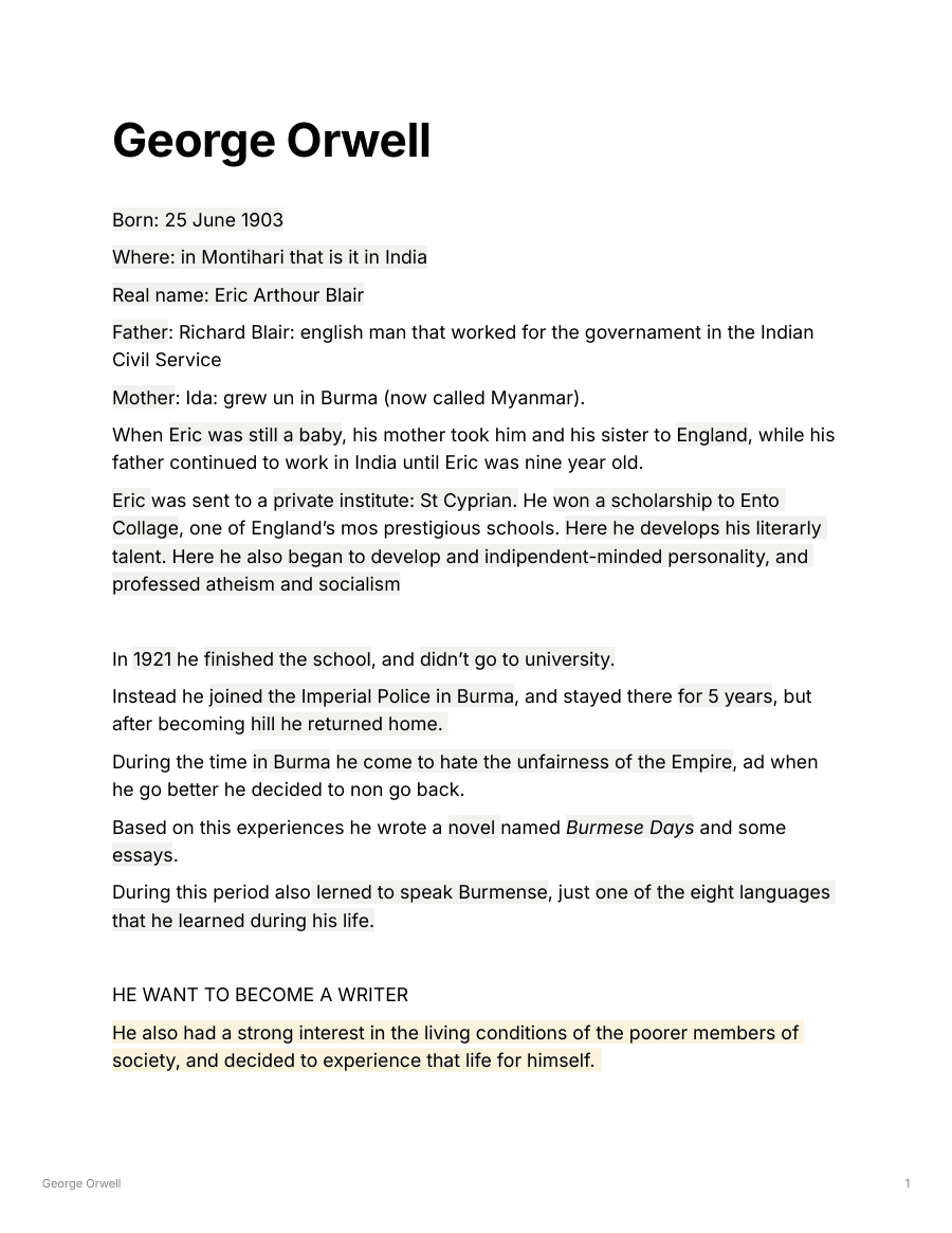 Copertina George Orwell: Life and Works