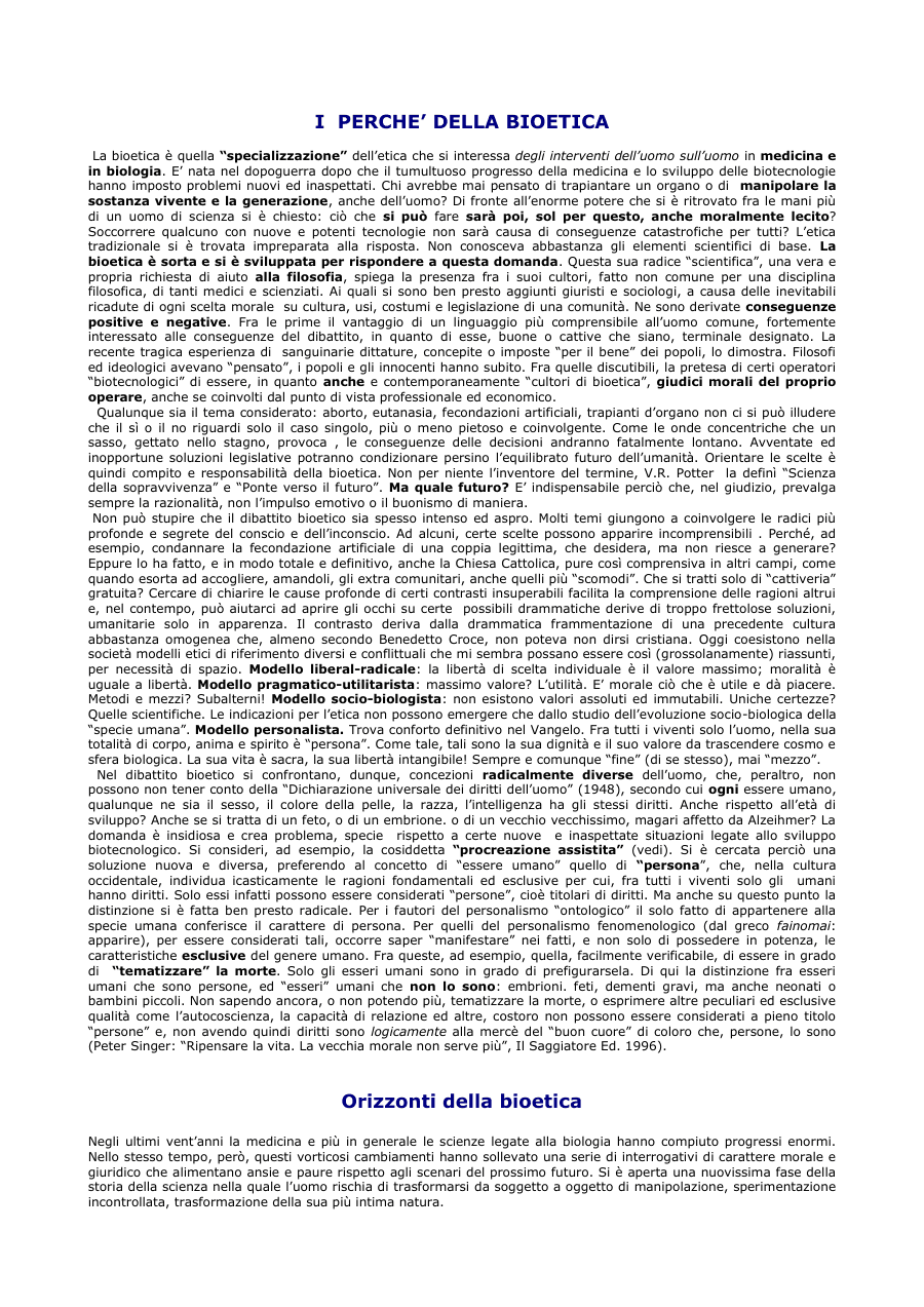 Introduzione alla Bioetica: Etica e Medicina