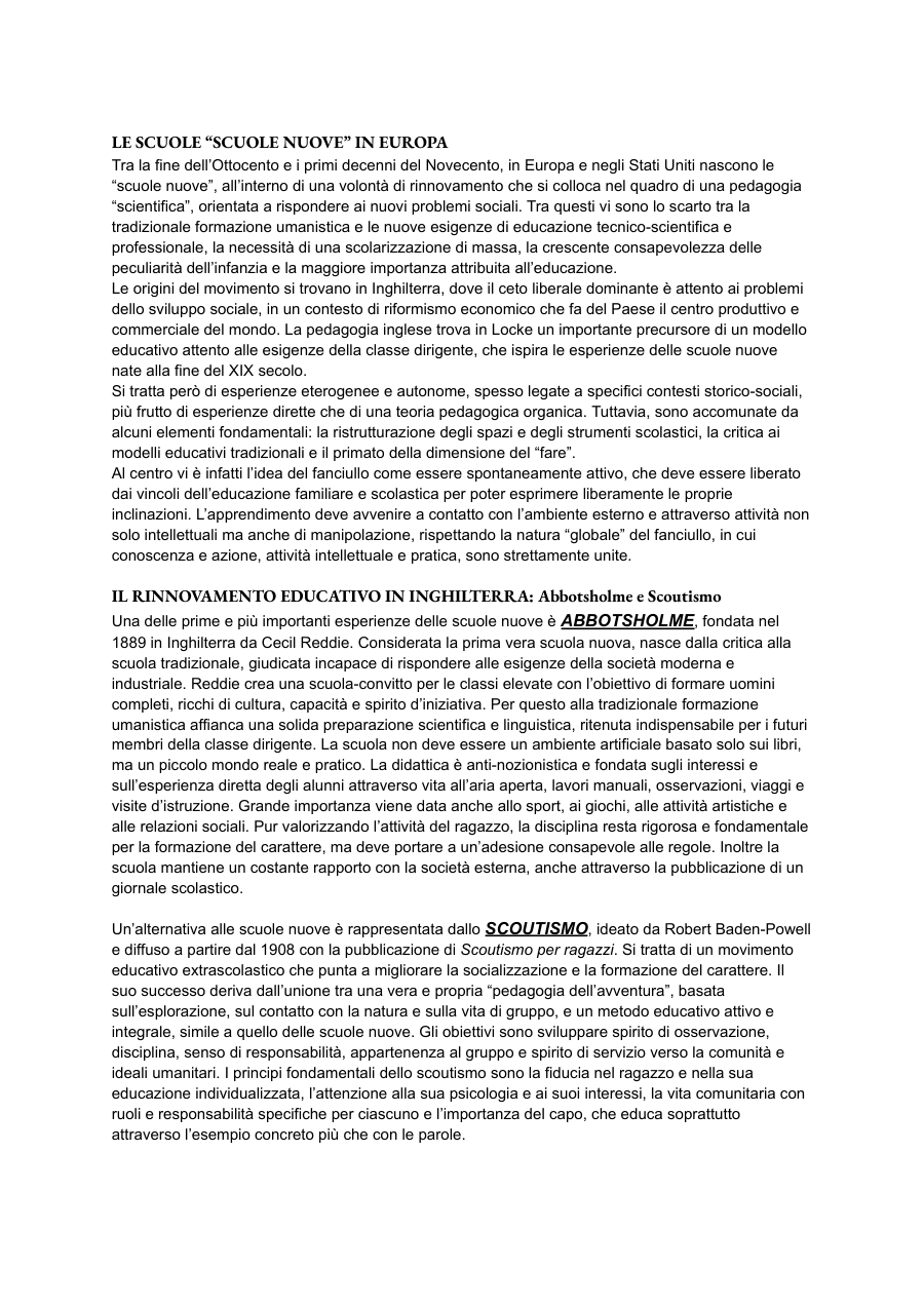 Le scuole nuove in Europa