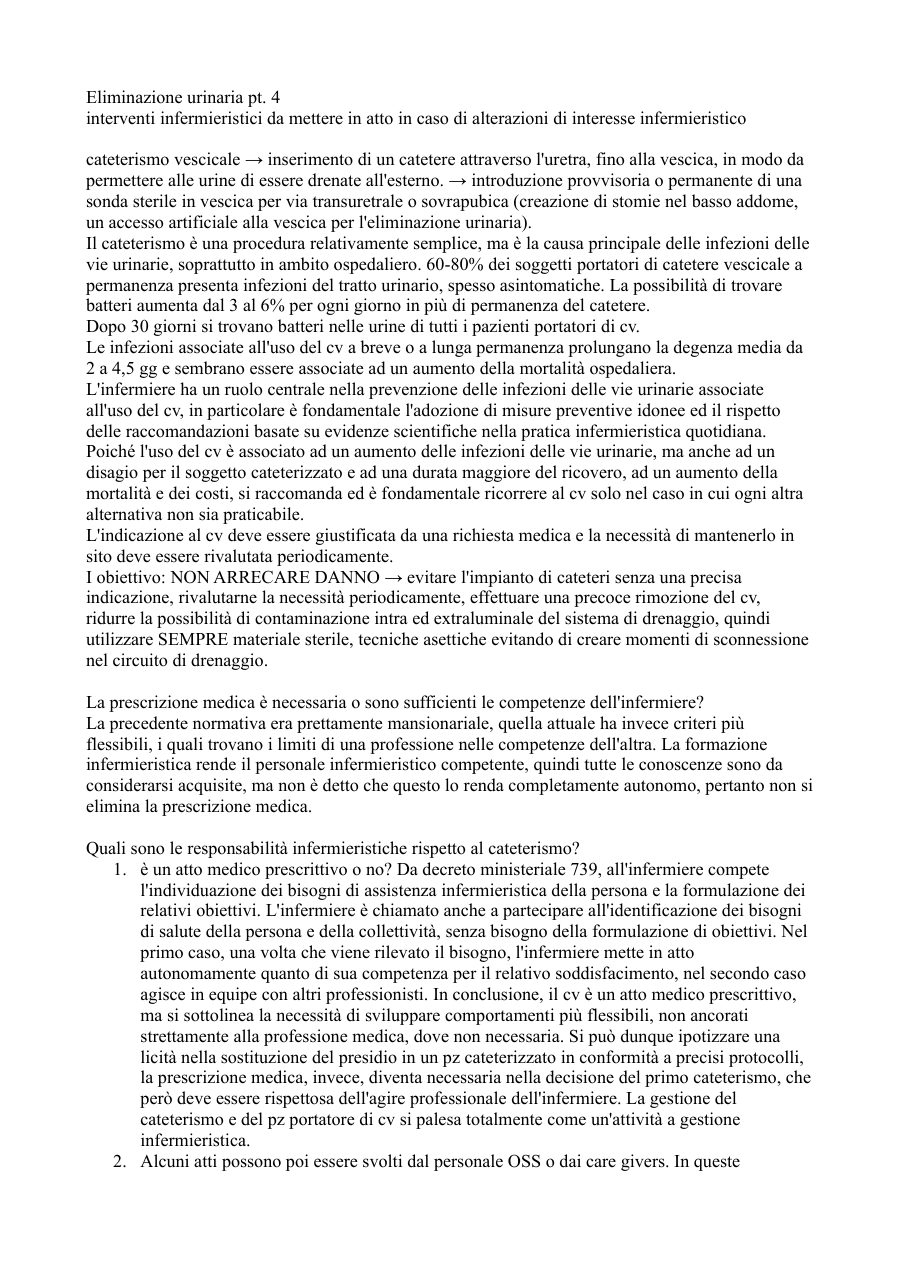Interventi Infermieristici sul Cateterismo Vescicale