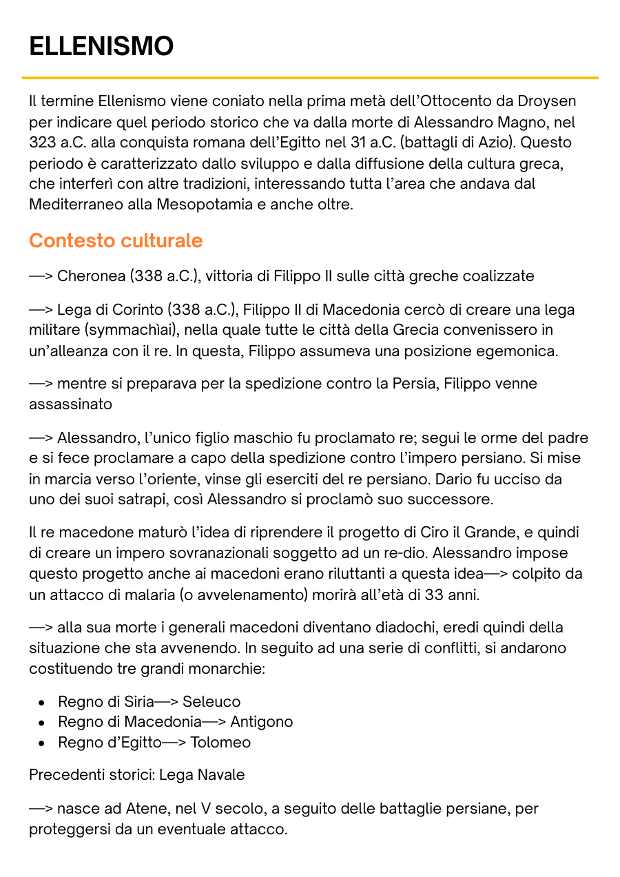 Ellenismo: Storia e Cultura nel Periodo Ellenistico