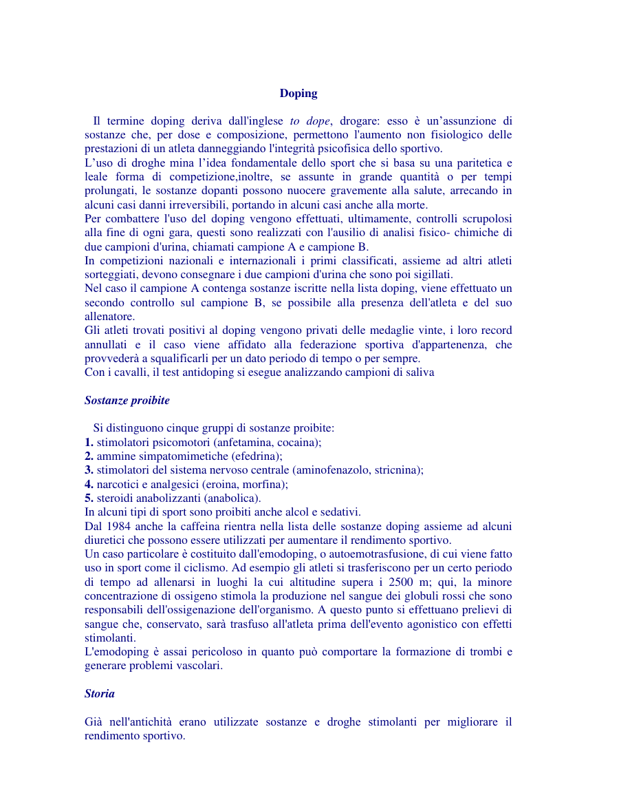 Doping: effetti, sostanze e storia nello sport