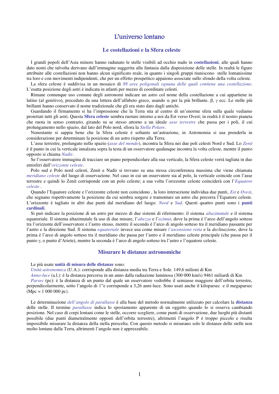 Introduzione all'Astronomia e alle Costellazioni