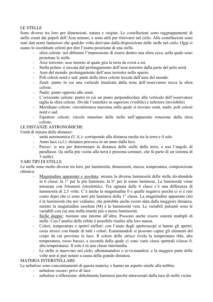 Introduzione alle stelle e galassie