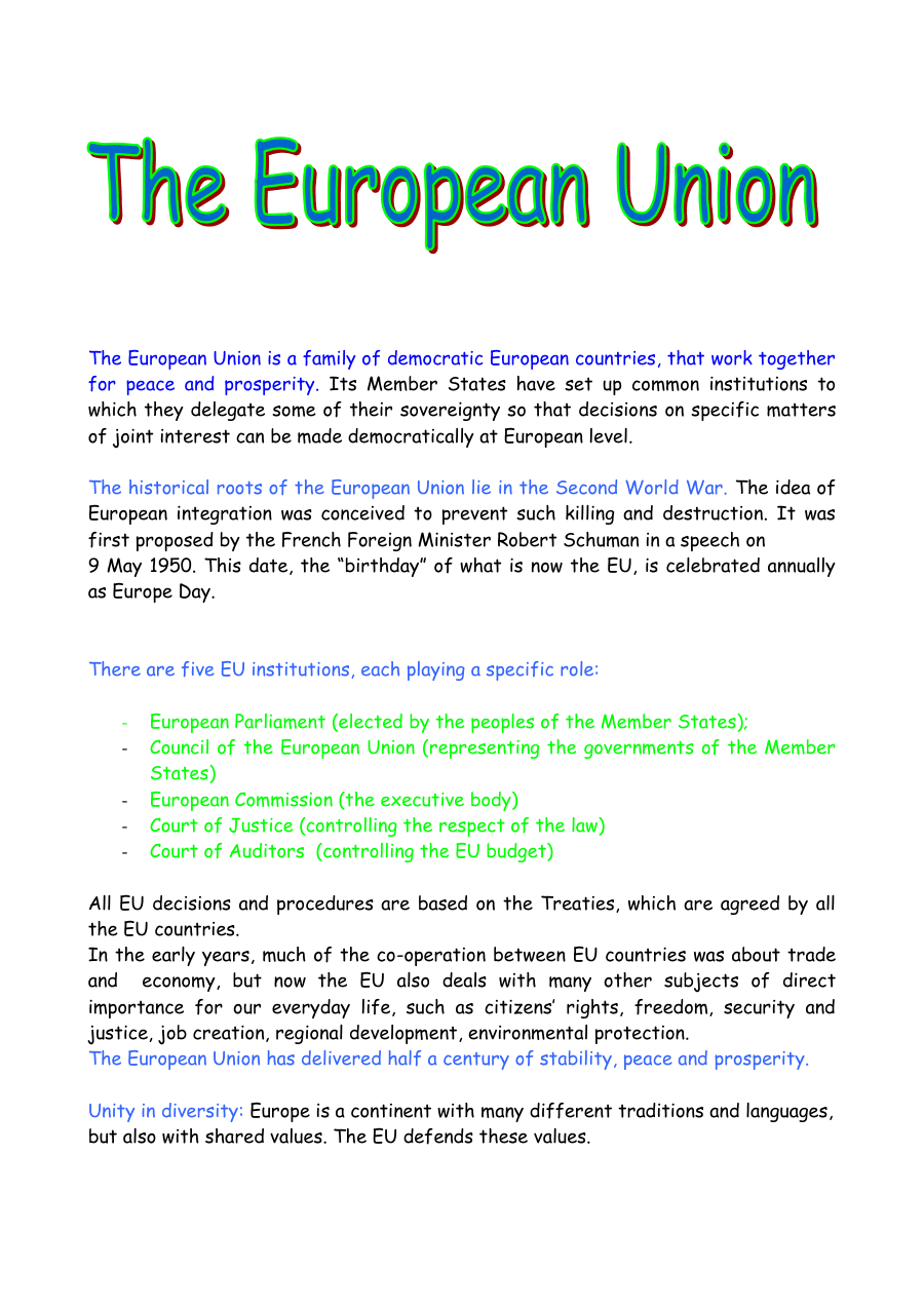 Copertina The European Union: History and Institutions