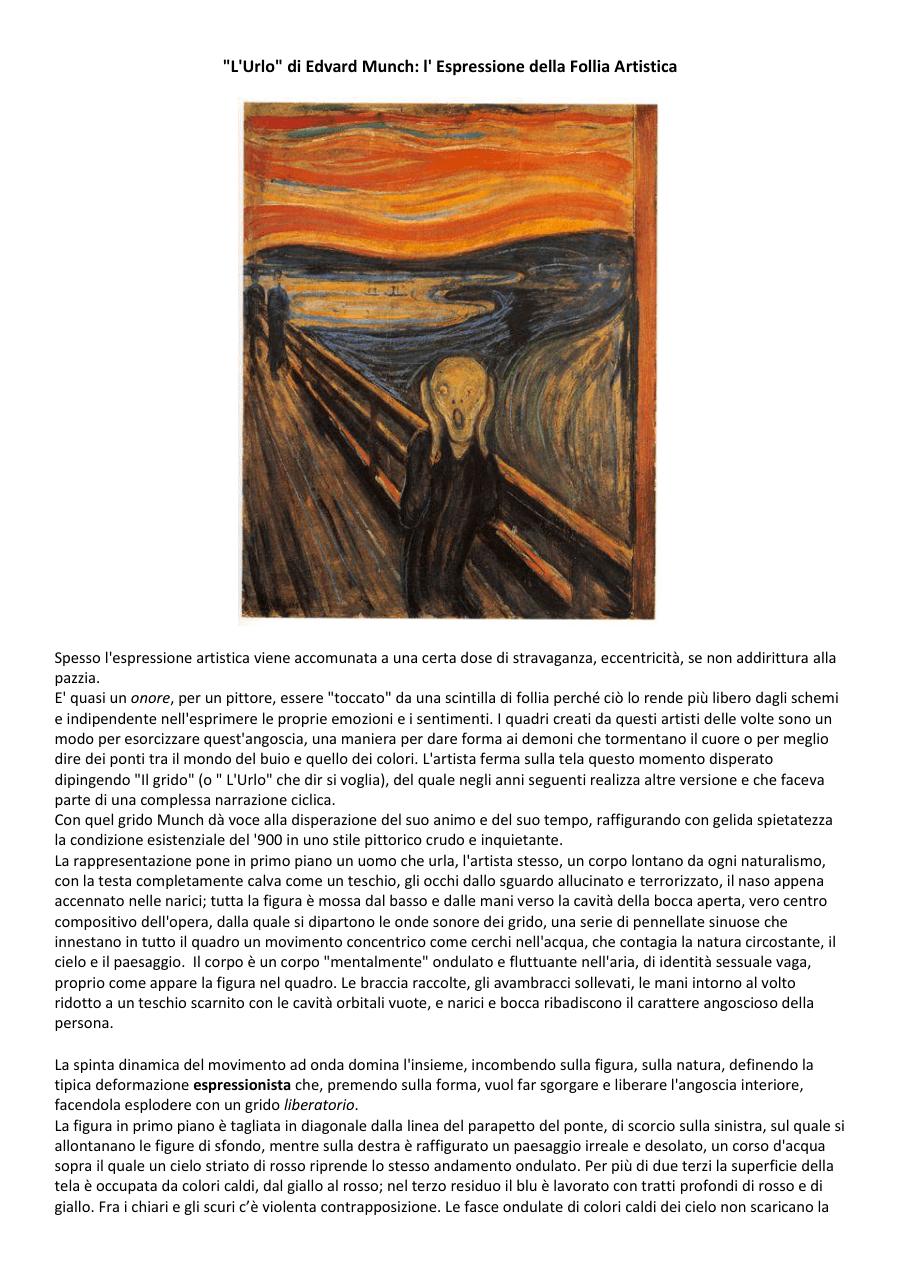 L'Urlo di Munch: Espressione della Follia Artistica