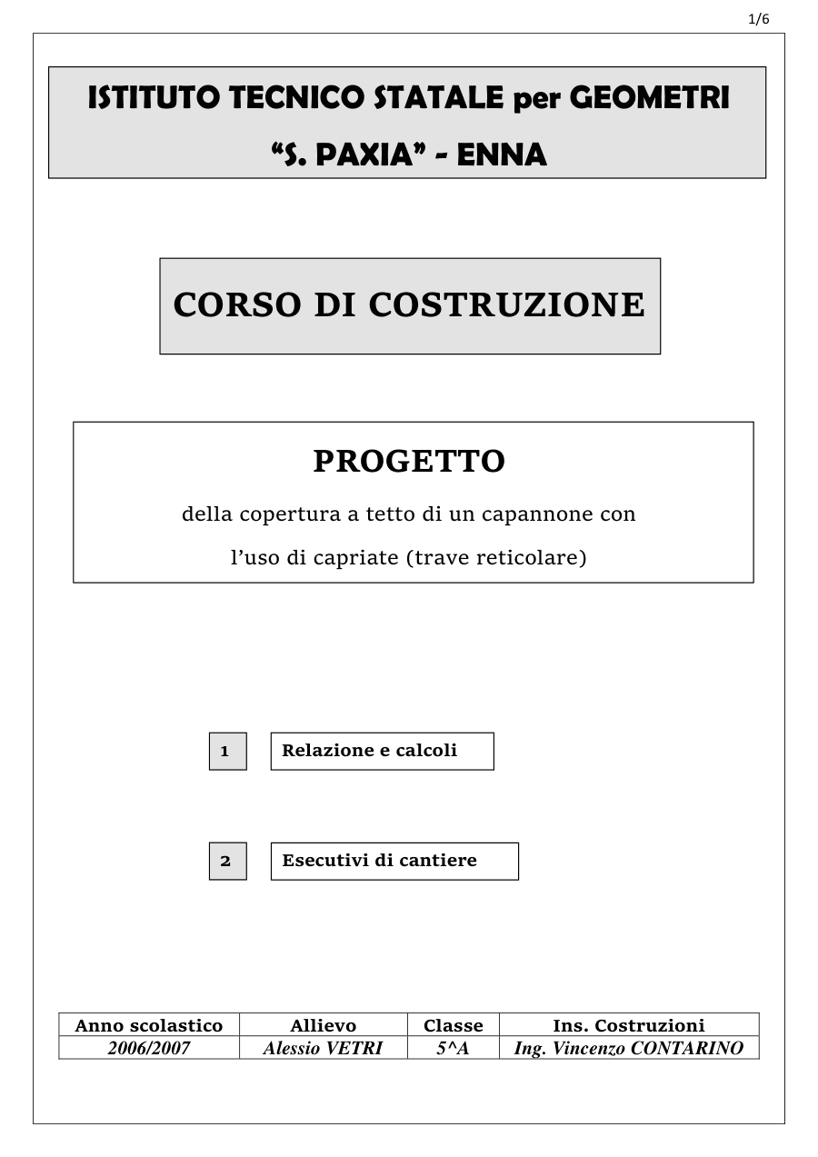 Progetto di copertura a tetto per capannone