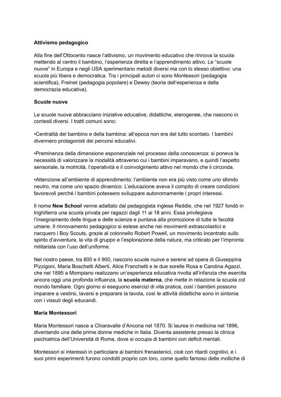 Attivismo pedagogico e Montessori