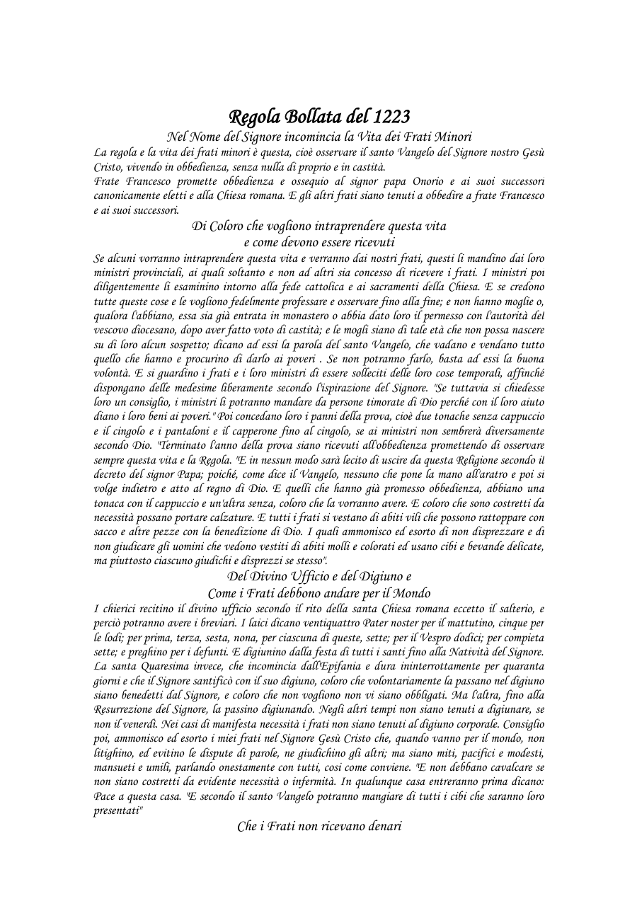 Regola Bollata dei Frati Minori del 1223