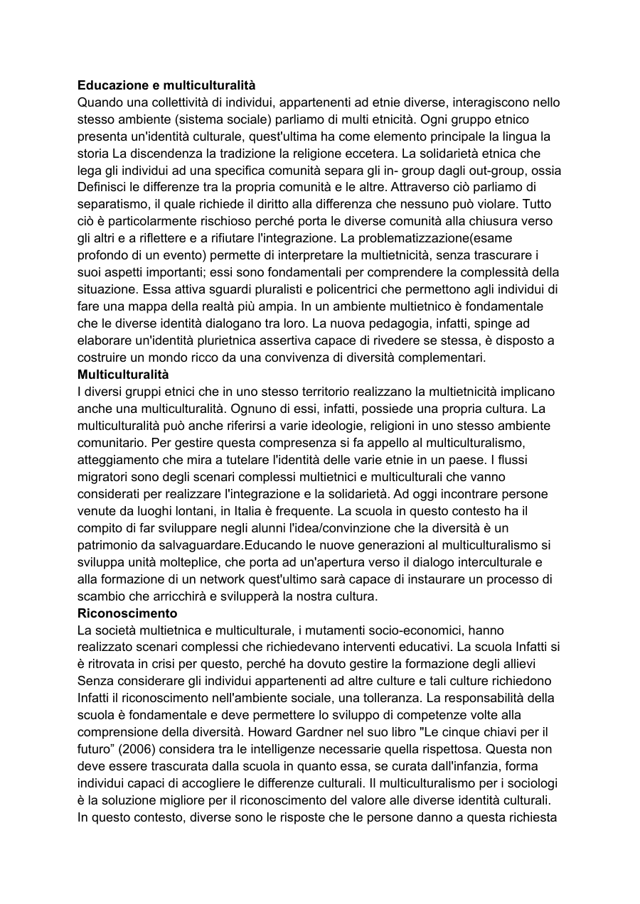 Educazione e Multiculturalità: Dialogo e Integrazione