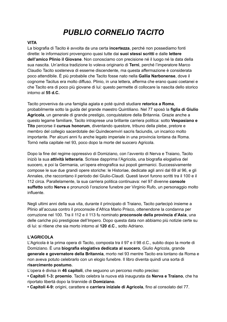Biografia di Publio Cornelio Tacito
