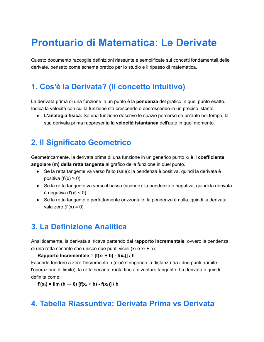 Le Derivate Semplificate