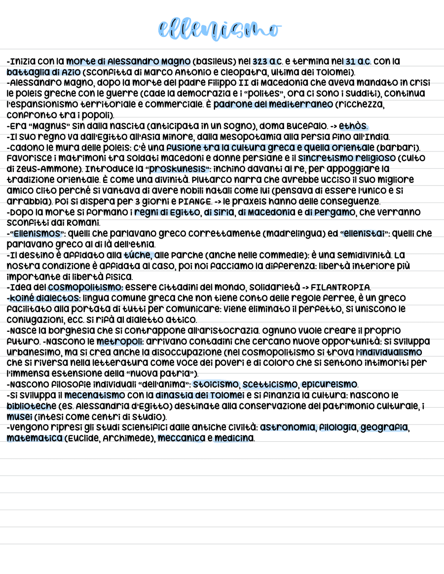 L'ellenismo e le commedie di Menandro