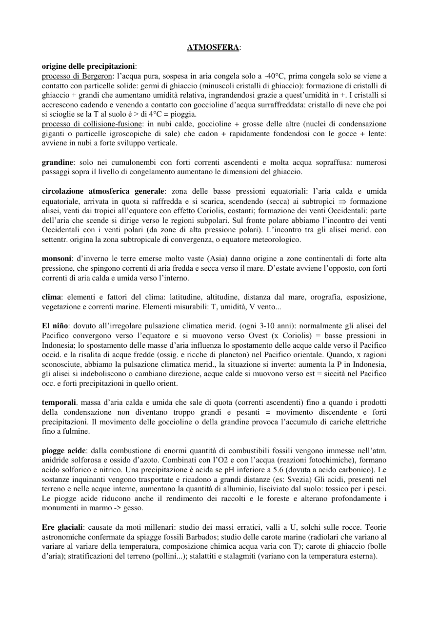 Processi atmosferici e formazione del suolo