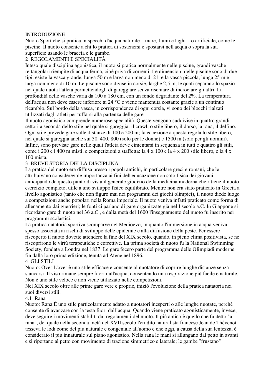 Introduzione al Nuoto e alle sue Specialità