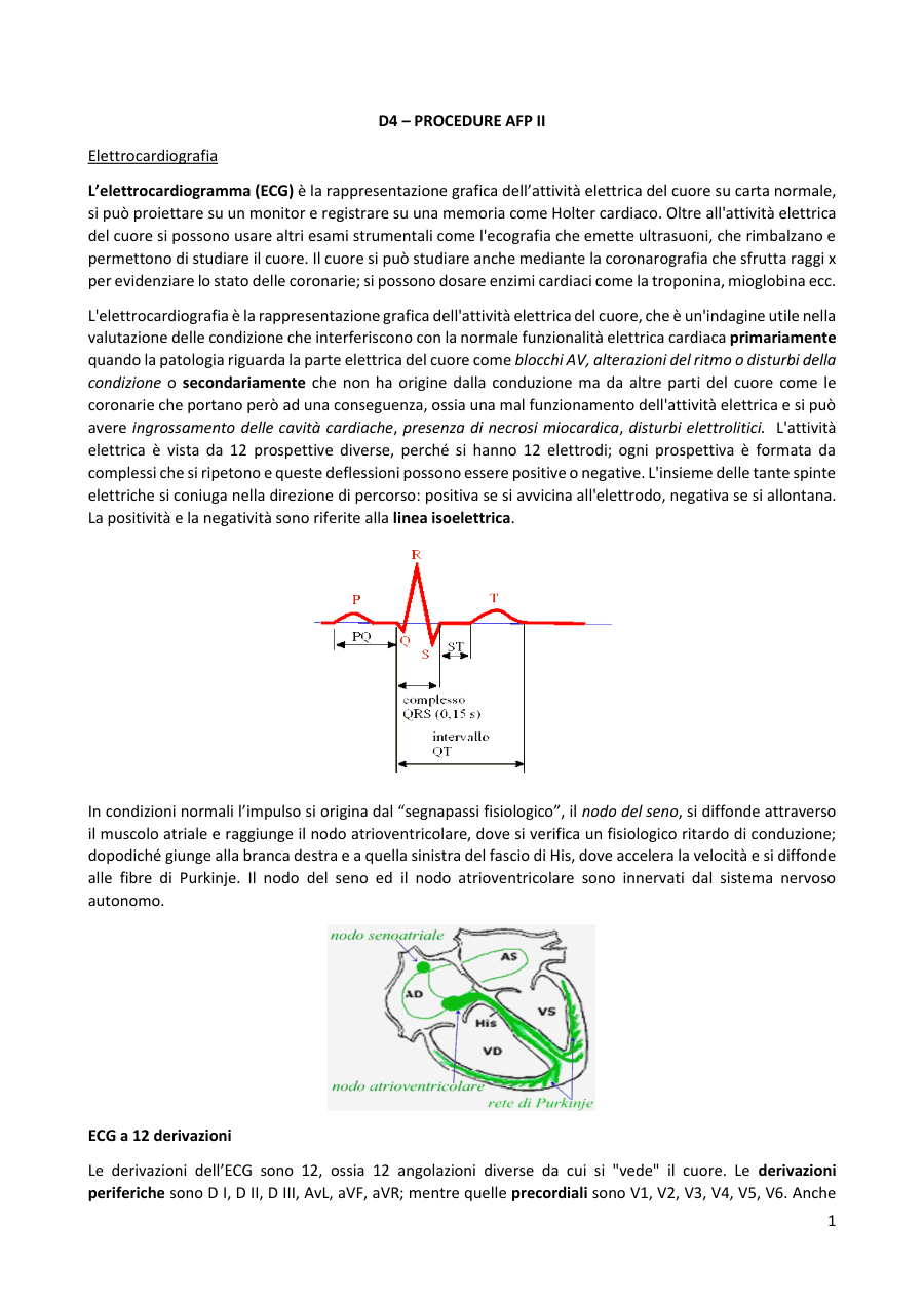 Procedure di Elettrocardiografia e Derivazioni ECG